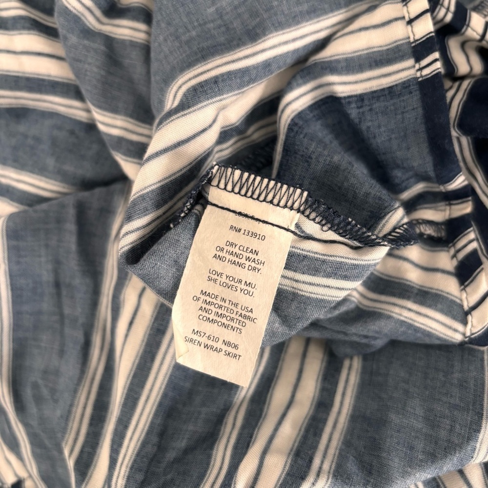 Show Me Your Mumu Women's Size XS Blue/White Stripe Siren Wrap Maxi Skirt - Picture 4 of 5